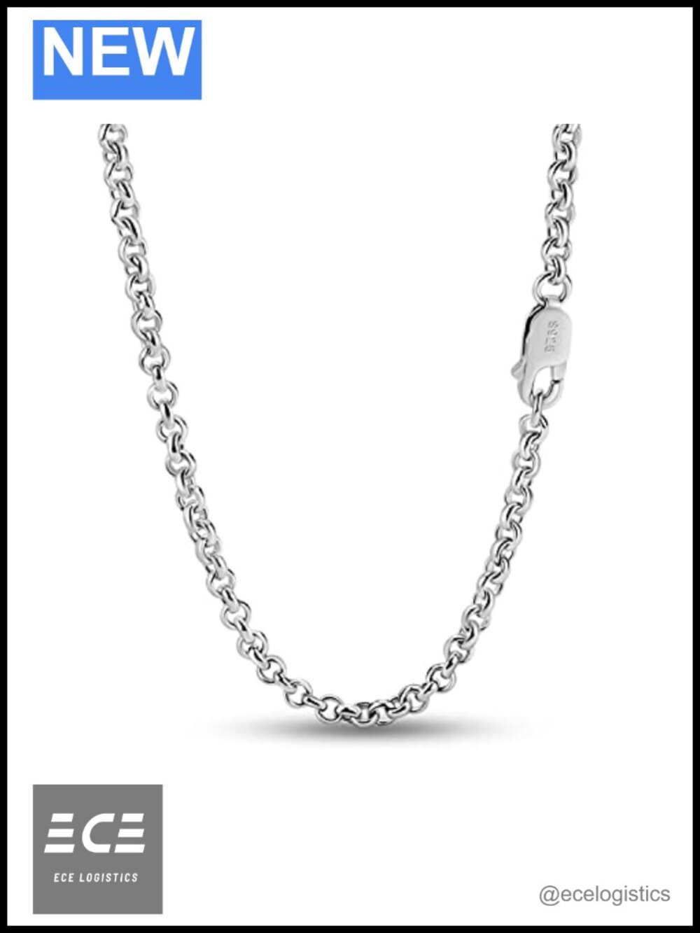 925 Sterling Silver Mariner Anchor Link Chain Necklace 3mm Unisex